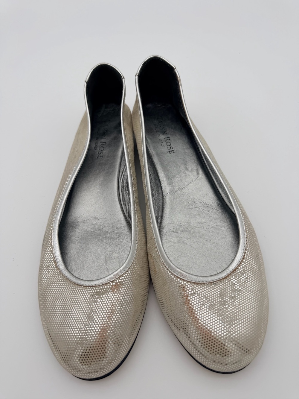 Taryn Rose Metallic Silver Women's Ballet Flats EU 39